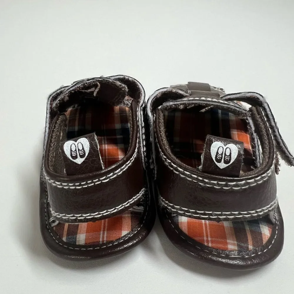 Stepping Stones Baby Kids Boys Brown Infant Sandals Shoes Size 9-12 m